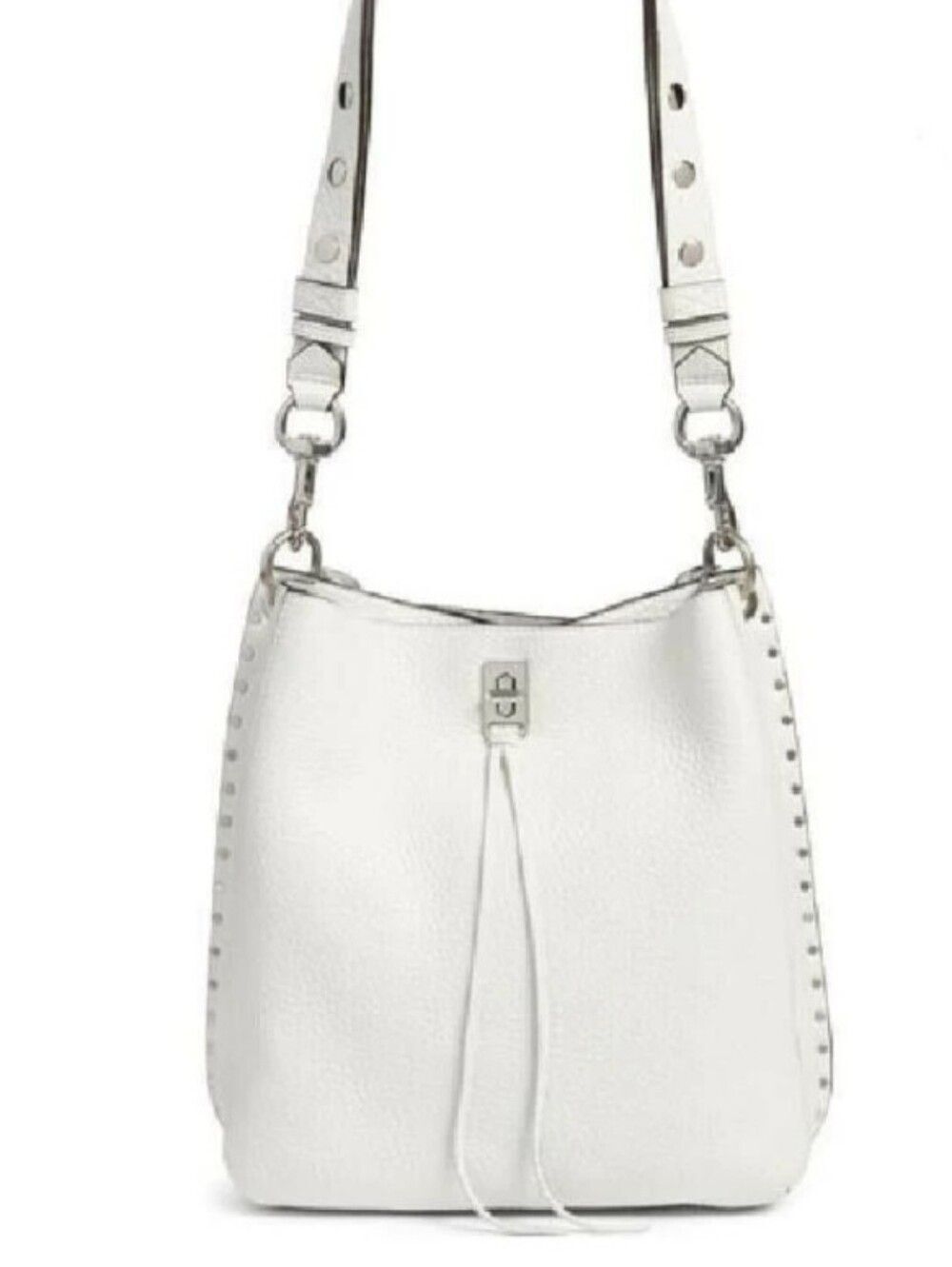 Rebecca Minkoff -Hobo Silver Studded Darren Shoulder Bag Optic White🤍